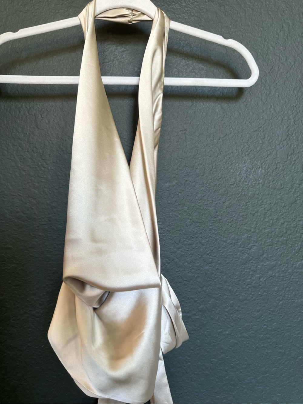 Zara Cream Satin Halter Neck Drape Top - Picture 2 of 4